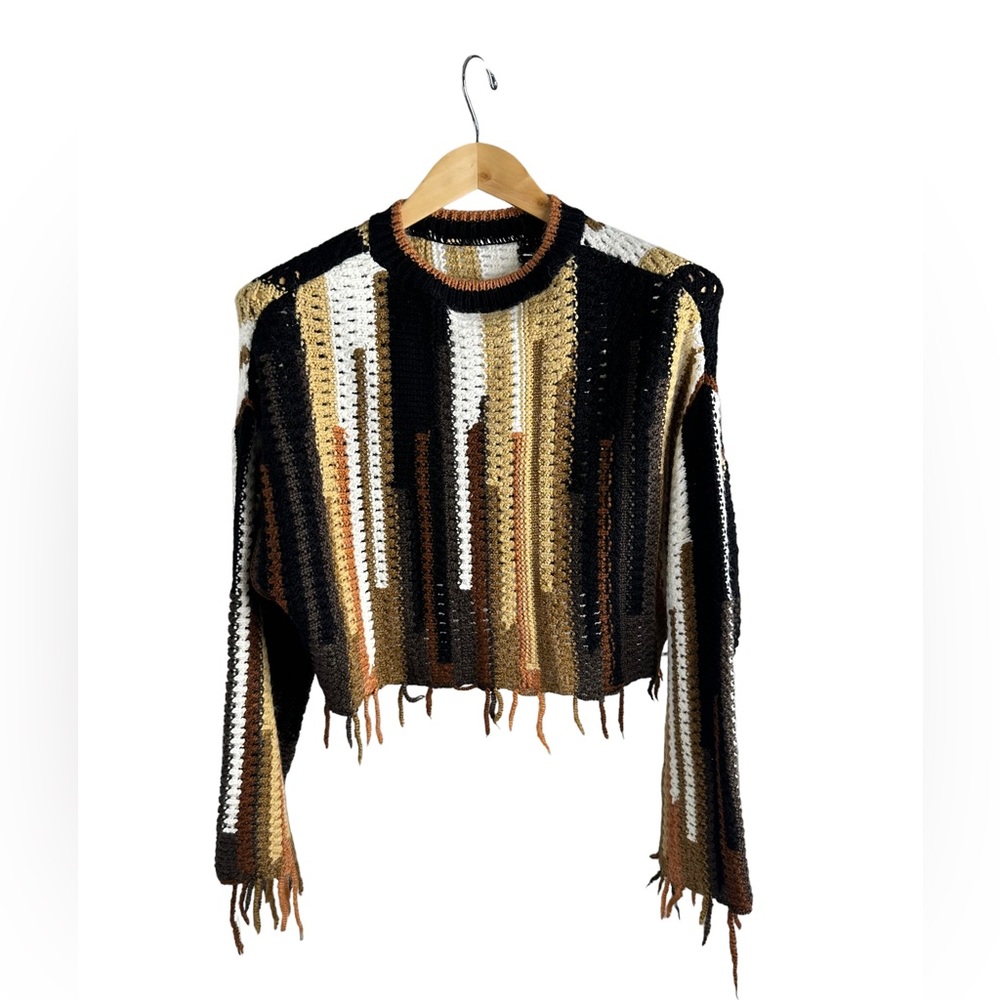 Hippie knit crop sweater, earthy tones 🌍
